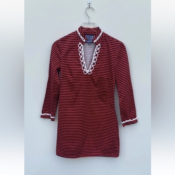 Sail to Sable Red Navy Striped Shift Dress Womens Size XS (625) - Picture 1 of 4